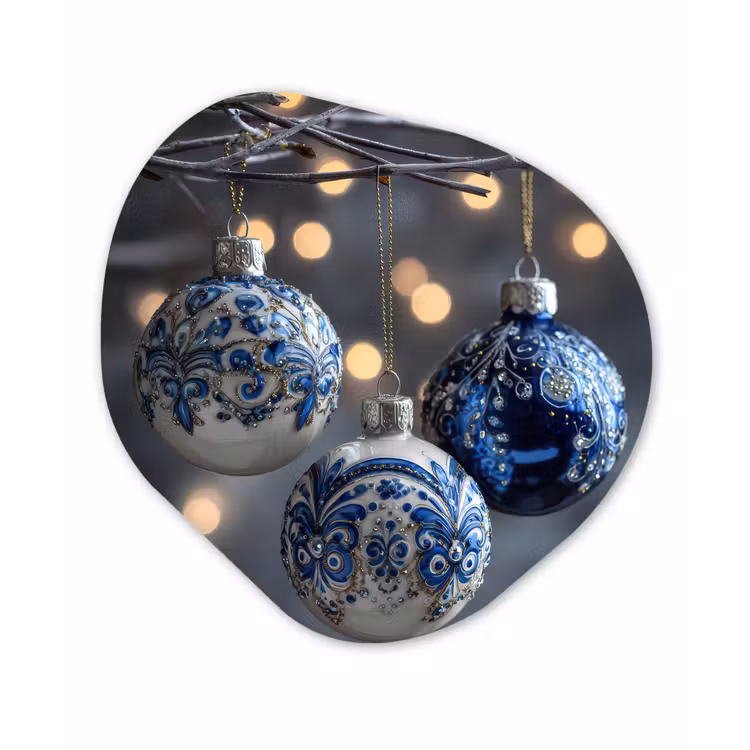 Kerstbal - Versierd - Blauw Wandcirkel Organisch Forex 3mm klein -3d
