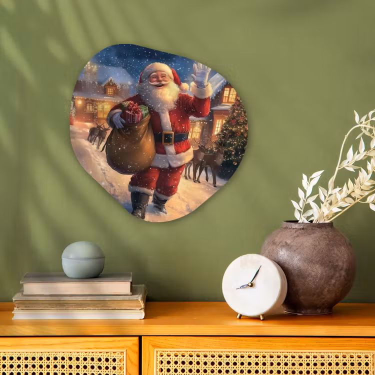 Kerstman - Dorp - Hert - Donker Wandcirkel Organisch Forex 3mm klein -sfeer2