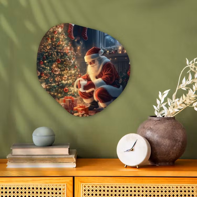 Kerstman - Haard - Donker Wandcirkel Organisch Forex 3mm klein -sfeer2