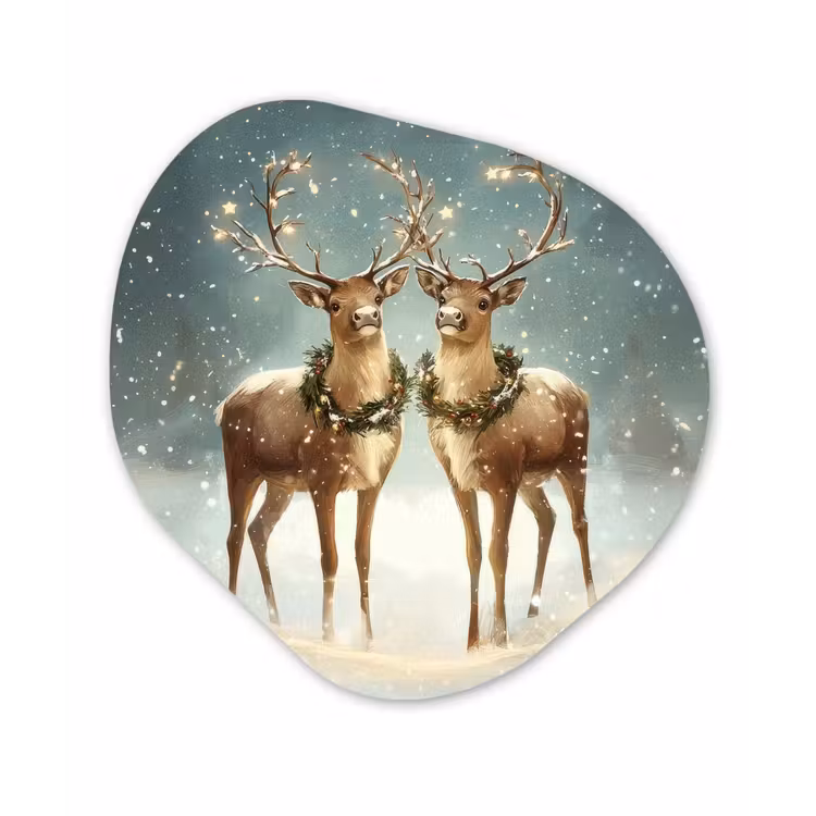 Kerstmagie - Winterwoud - Rendier Wandcirkel Organisch Forex 3mm klein -3d