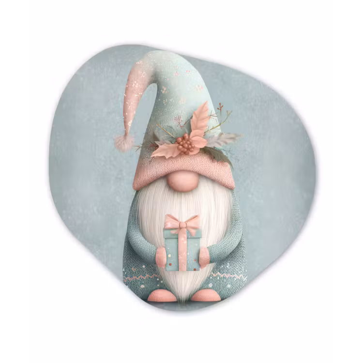 Kerstgnome - Cadeau - Groen Wandcirkel Organisch Forex 3mm klein -3d