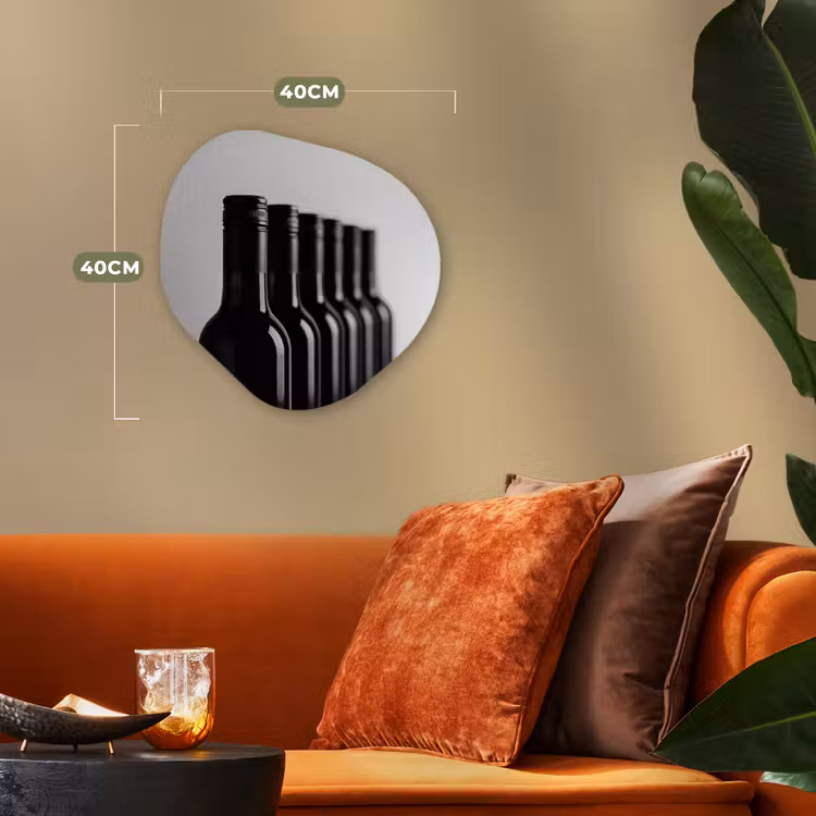 Wijnflessen - Zwart - Minimalistisch Wandcirkel Organisch Forex 3mm klein -sfeer3