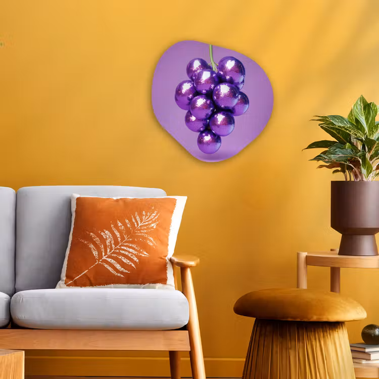 Druif - Disco - Glitter - Paars Wandcirkel Organisch Forex 3mm klein -sfeer4