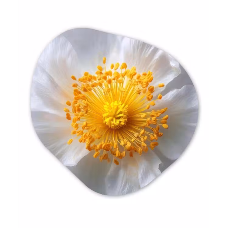 Wit - Bloem - Elegant Wandcirkel Organisch Forex 3mm klein -3d
