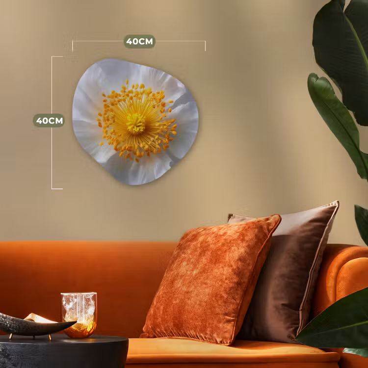 Wit - Bloem - Elegant Wandcirkel Organisch Forex 3mm klein -sfeer3