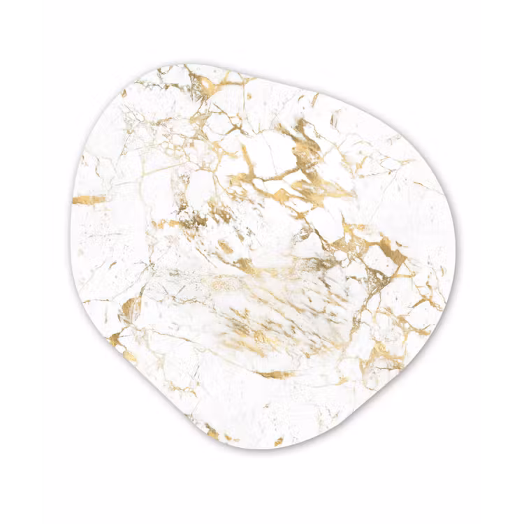 Wit - Marmer - Luxe - Goud Wandcirkel Organisch Forex 3mm klein 629 -3d