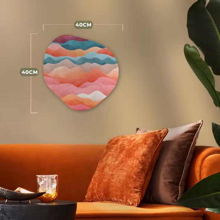 Golven - Kleurrijk - Abstract Wandcirkel Organisch Forex 3mm klein -sfeer3