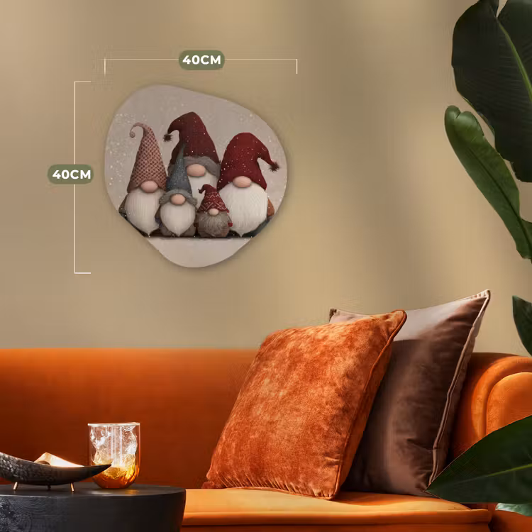 Kabouters - Kerst - Sneeuw - Puntmutsen Wandcirkel Organisch Forex 3mm klein -sfeer3
