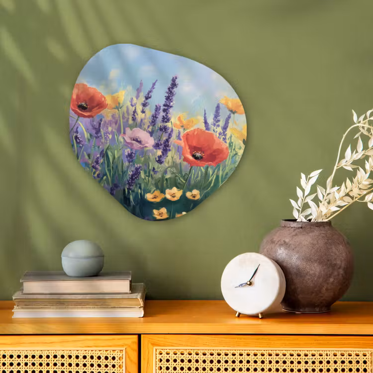 Weide - Bloemen - Kleurrijk Wandcirkel Organisch Forex 3mm klein -sfeer2