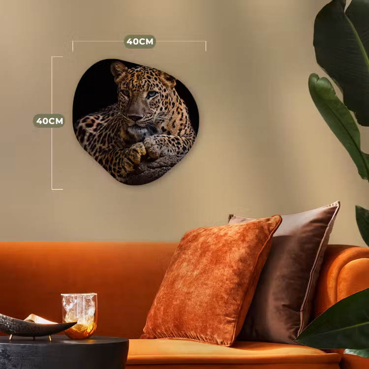 Wilde dieren - Panter - Portret - Zwart - Dieren Wandcirkel Organisch Forex 3mm klein -sfeer3