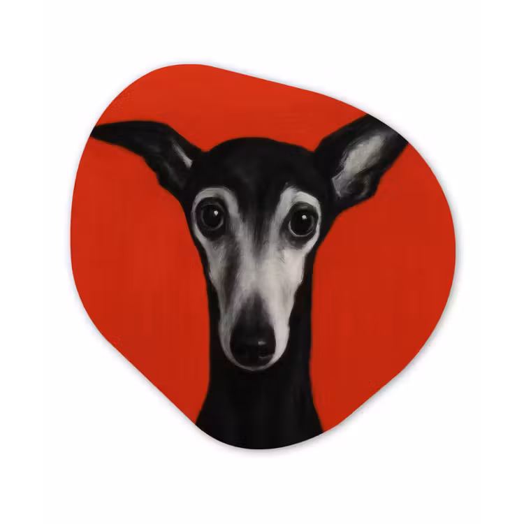 Windhond - Minimalistisch - Rood Wandcirkel Organisch Forex 3mm klein -3d