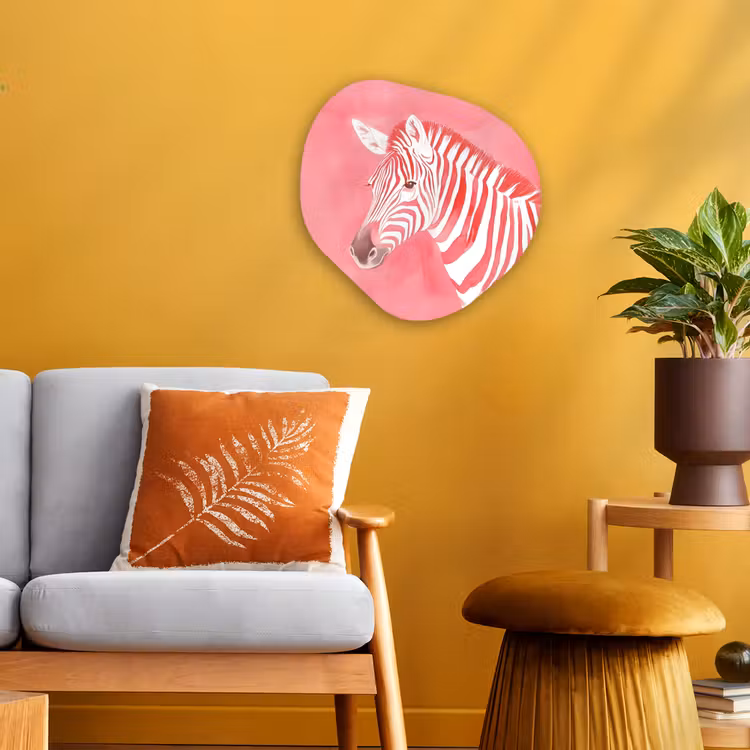 Zebra - Pink - Verf Wandcirkel Organisch Forex 3mm klein -sfeer4