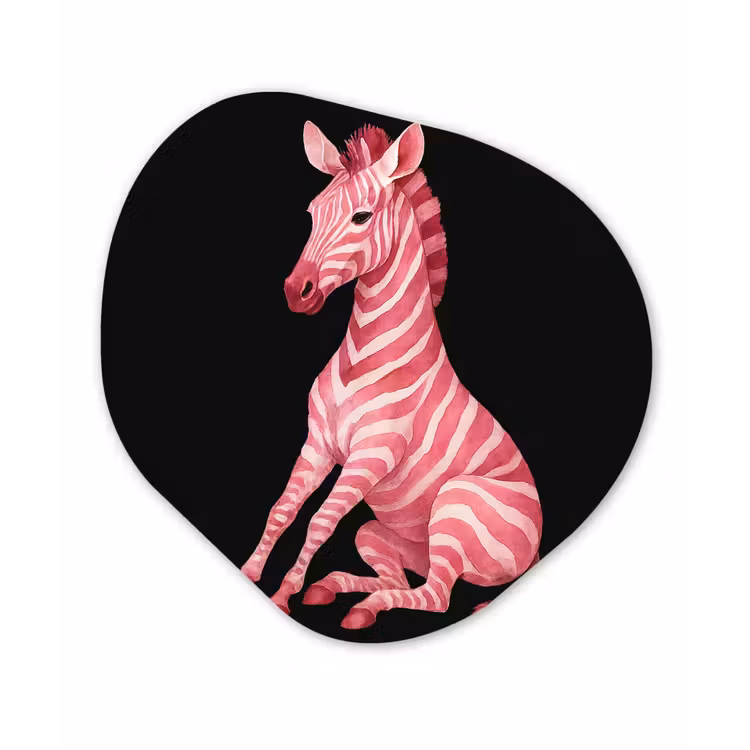 Zebra - Roze - Gestreept Wandcirkel Organisch Forex 3mm klein -3d