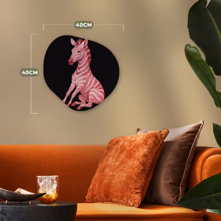 Zebra - Roze - Gestreept Wandcirkel Organisch Forex 3mm klein -sfeer3