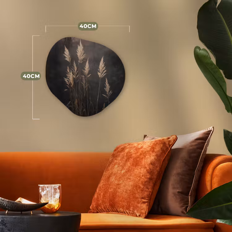 Siergras - Pluimen - Verlichting - Zwart Wandcirkel Organisch Forex 3mm klein -sfeer3