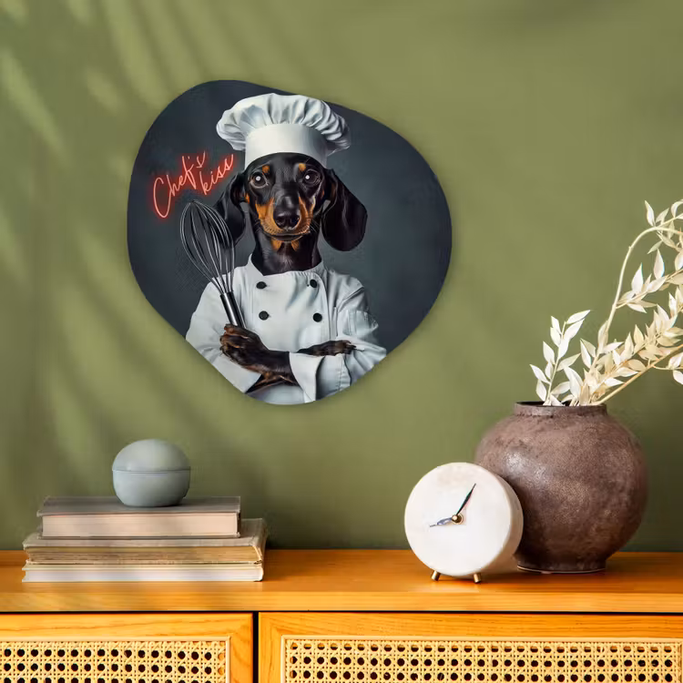 Quote - Neon - Hond - Kokskleding Wandcirkel Organisch Forex 3mm klein -sfeer2