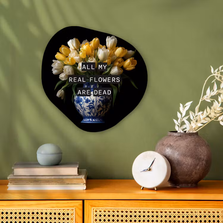 Quotes - Bloem - Tulp - Geel Wandcirkel Organisch Forex 3mm klein -sfeer2