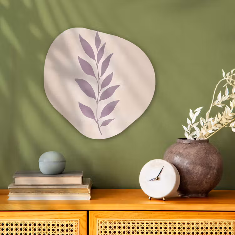 Tak - Bladeren - Minimalistisch - Beige Wandcirkel Organisch Forex 3mm klein -sfeer2