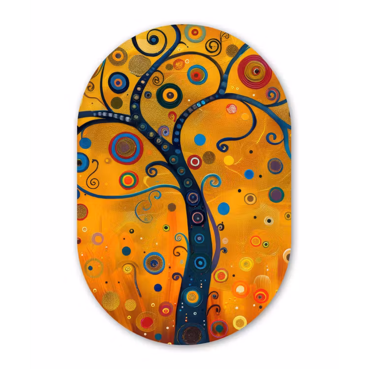 Abstract - Boom - Levensboom - Modern Wandcirkel Ovaal Forex klein -3d