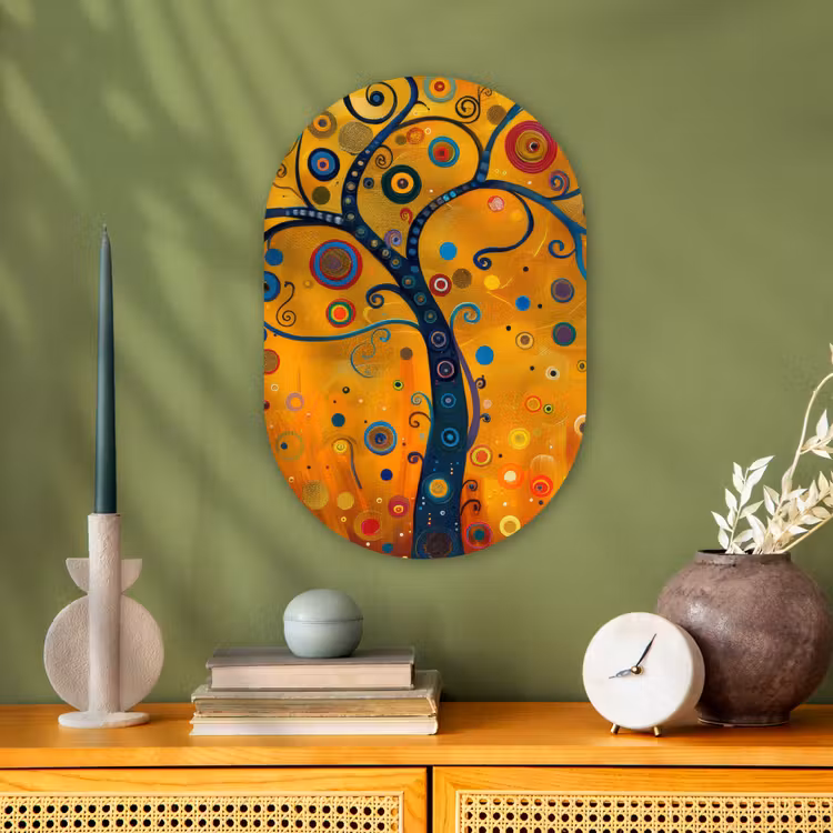 Abstract - Boom - Levensboom - Modern Wandcirkel Ovaal Forex klein -sfeer2