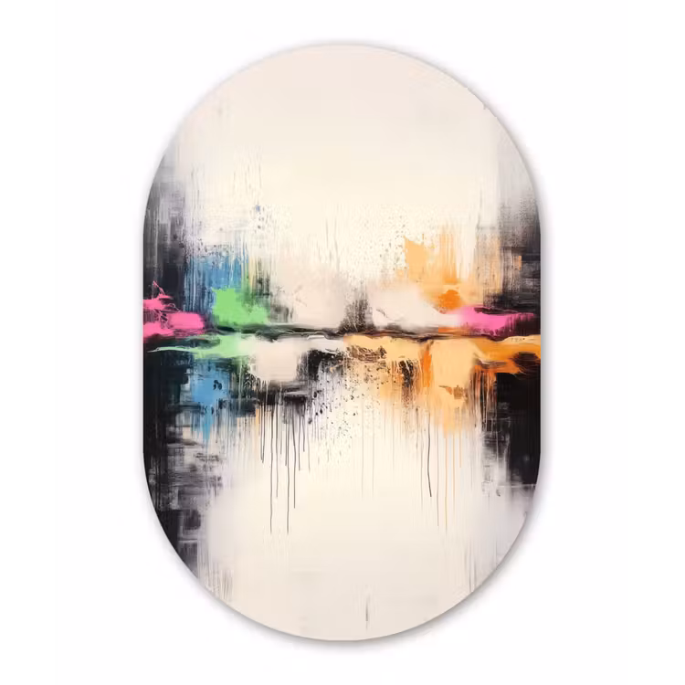 Abstract - Kleurexplosie - Landschap Wandcirkel Ovaal Forex klein -3d