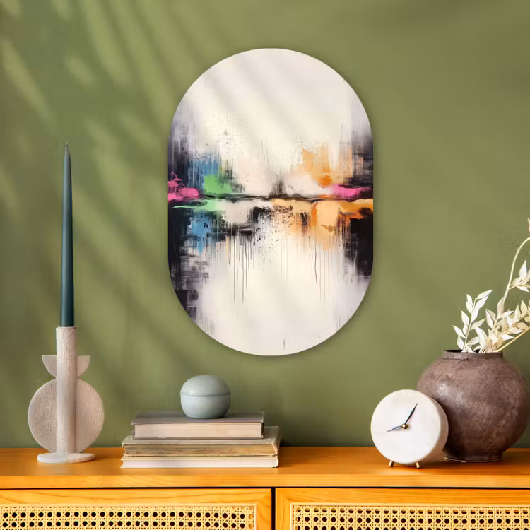 Abstract - Kleurexplosie - Landschap Wandcirkel Ovaal Forex klein -sfeer2