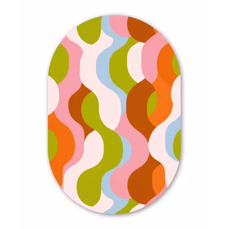 Abstract - Vormen - Roze Wandcirkel Ovaal Forex klein -3d