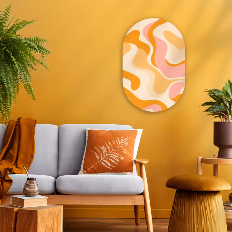 Abstract - Golvend - Oranje Wandcirkel Ovaal Forex klein -sfeer4