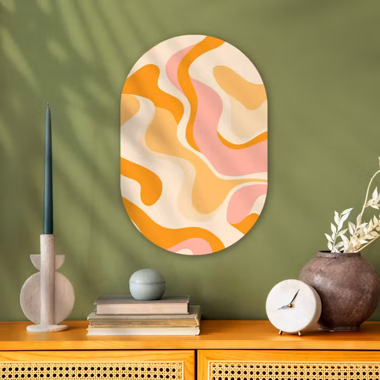 Abstract - Golvend - Oranje Wandcirkel Ovaal Forex klein -sfeer2
