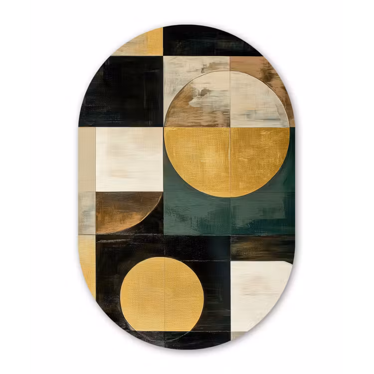 Abstract - Goud - Brons - Vormen - Geometrisch Wandcirkel Ovaal Forex klein -3d