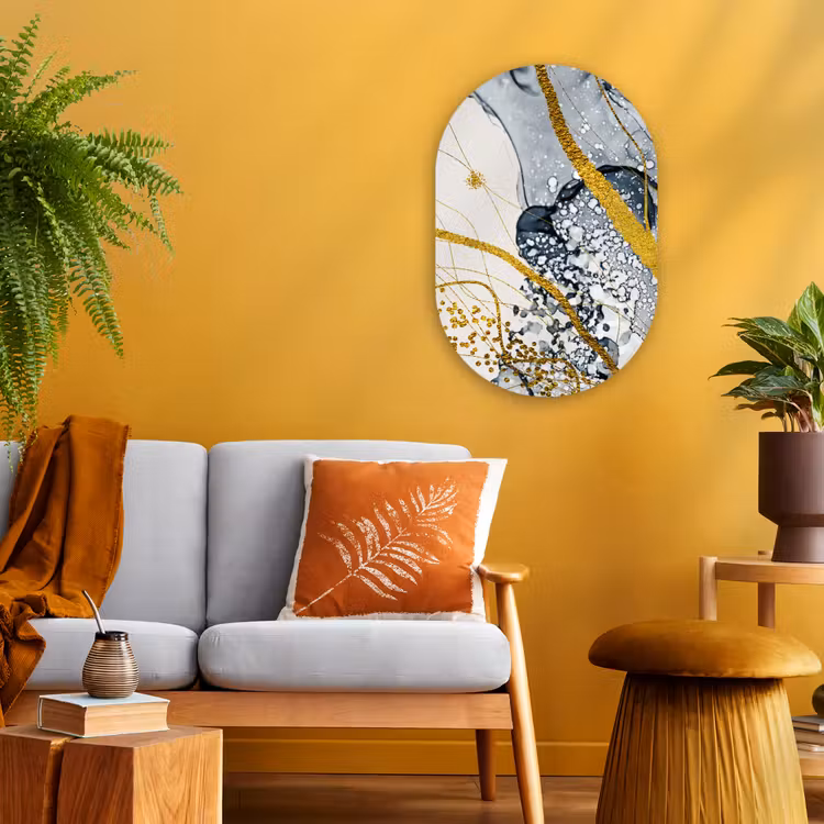 Abstract - Goud - Natuur - Kunst Wandcirkel Ovaal Forex klein -sfeer4