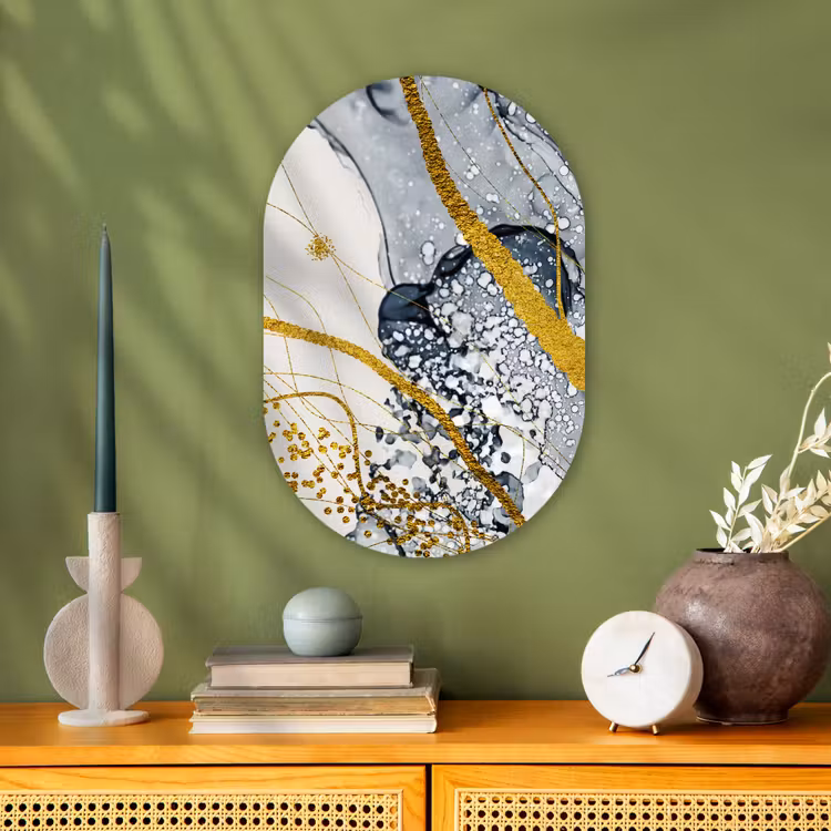 Abstract - Goud - Natuur - Kunst Wandcirkel Ovaal Forex klein -sfeer2