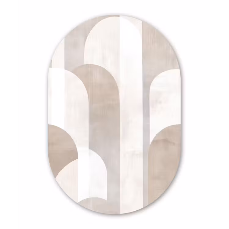 Abstracte bogen - Modern - Beige Wandcirkel Ovaal Forex klein -3d