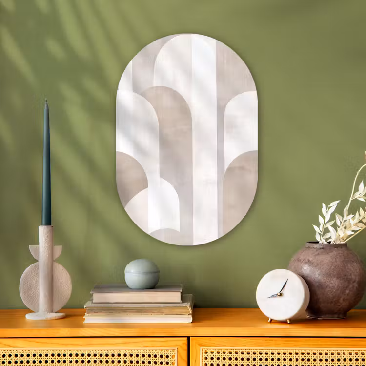 Abstracte bogen - Modern - Beige Wandcirkel Ovaal Forex klein -sfeer2