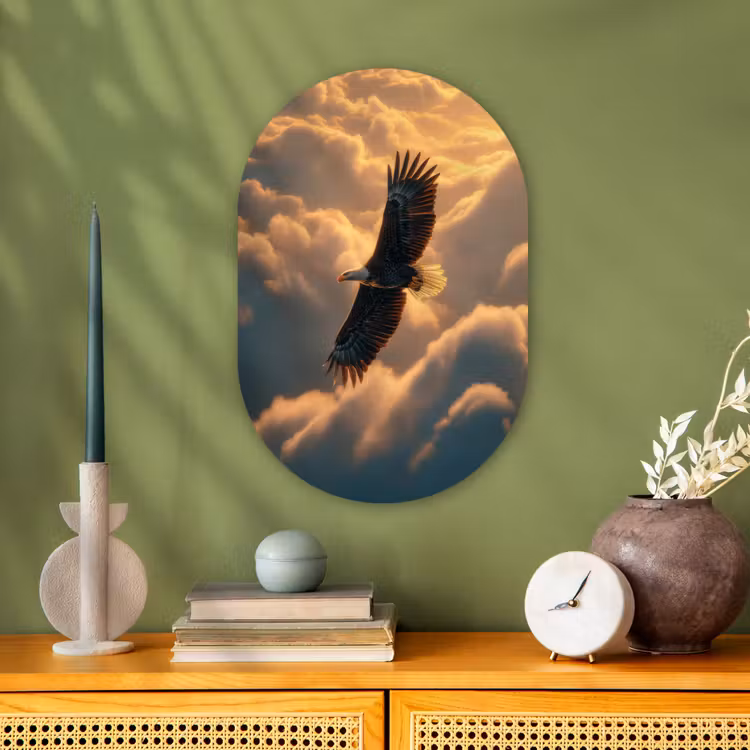 Adelaar - Wolken - Zon Wandcirkel Ovaal Forex klein -sfeer2