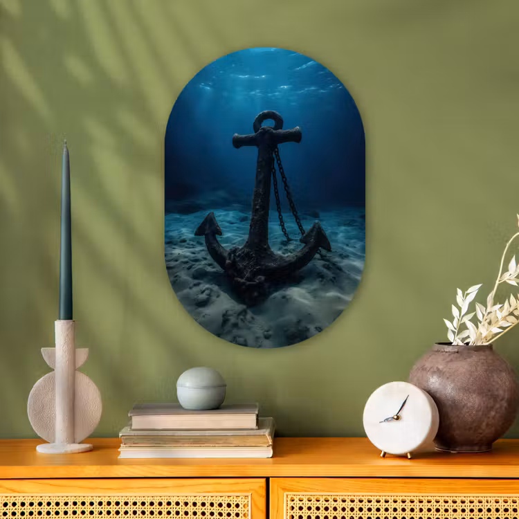 Anker - Ijzer - Zeebodem - Zand Wandcirkel Ovaal Forex klein -sfeer2