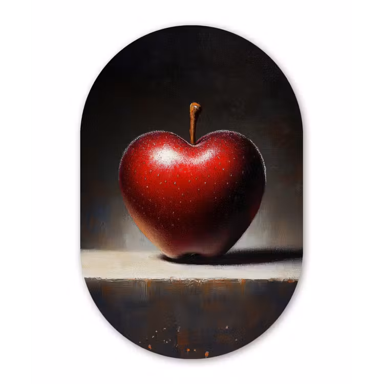 Apple - Hart - Rood Wandcirkel Ovaal Forex klein -3d