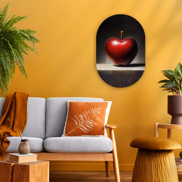 Apple - Hart - Rood Wandcirkel Ovaal Forex klein -sfeer4