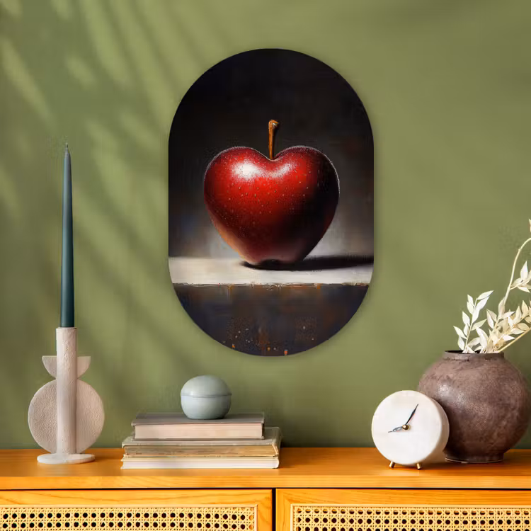 Apple - Hart - Rood Wandcirkel Ovaal Forex klein -sfeer2