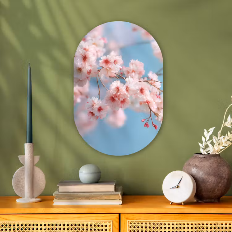 Takken - Bloesems - Roze Wandcirkel Ovaal Forex klein -sfeer2