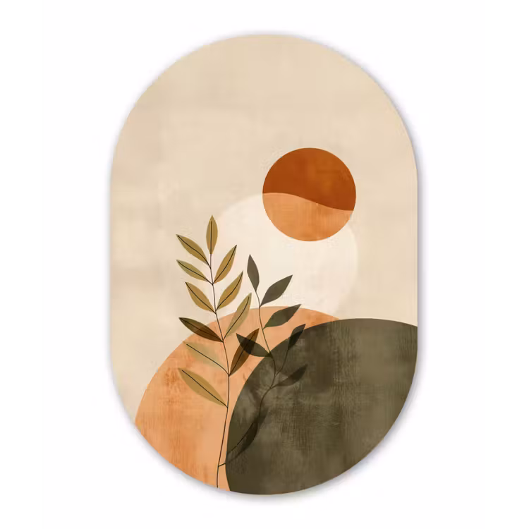 Takken - Vormen - Abstract Wandcirkel Ovaal Forex klein -3d