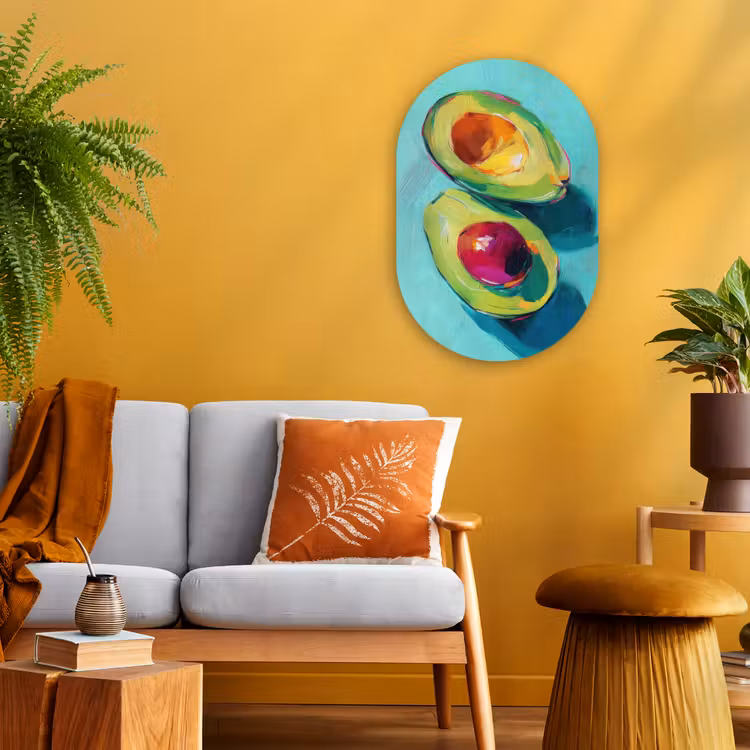 Avocado - Groen - Pit - Schaduw Wandcirkel Ovaal Forex klein -sfeer4