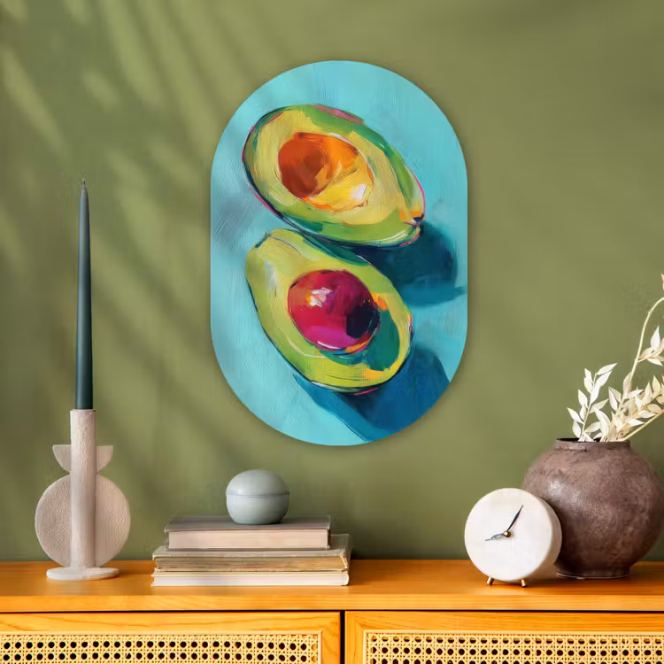 Avocado - Groen - Pit - Schaduw Wandcirkel Ovaal Forex klein -sfeer2