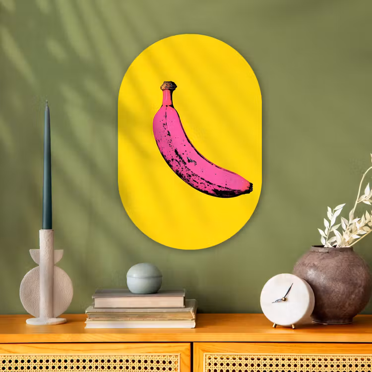 Banaan - Grafisch - Geel Wandcirkel Ovaal Forex klein -sfeer2