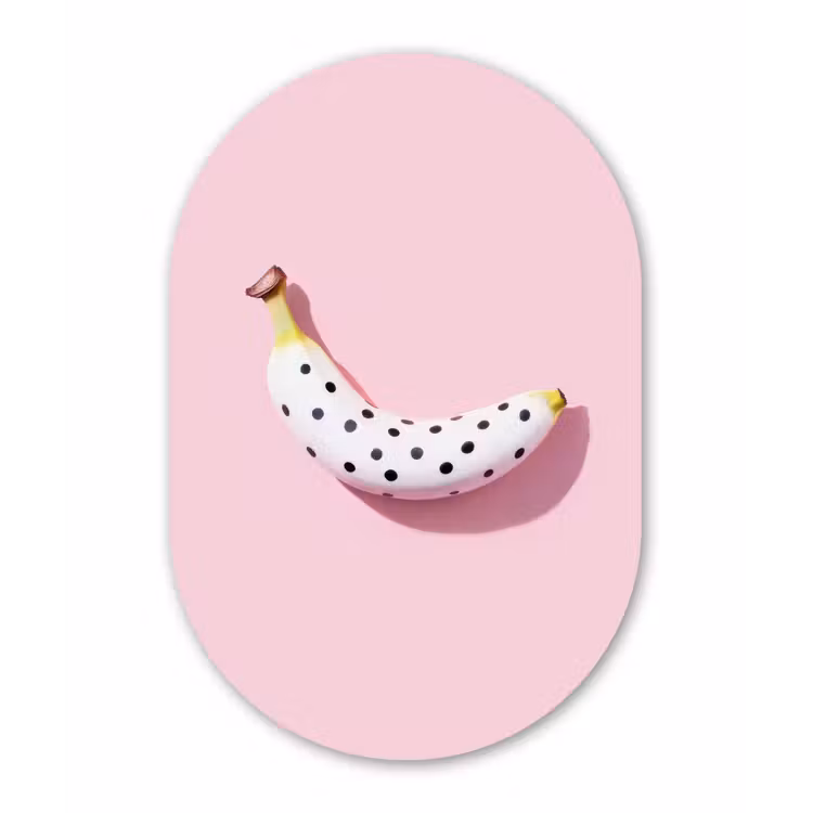 Banaan - Stippen - roze Wandcirkel Ovaal Forex klein -3d