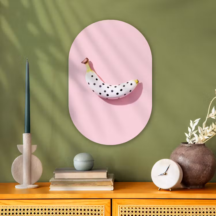 Banaan - Stippen - roze Wandcirkel Ovaal Forex klein -sfeer2