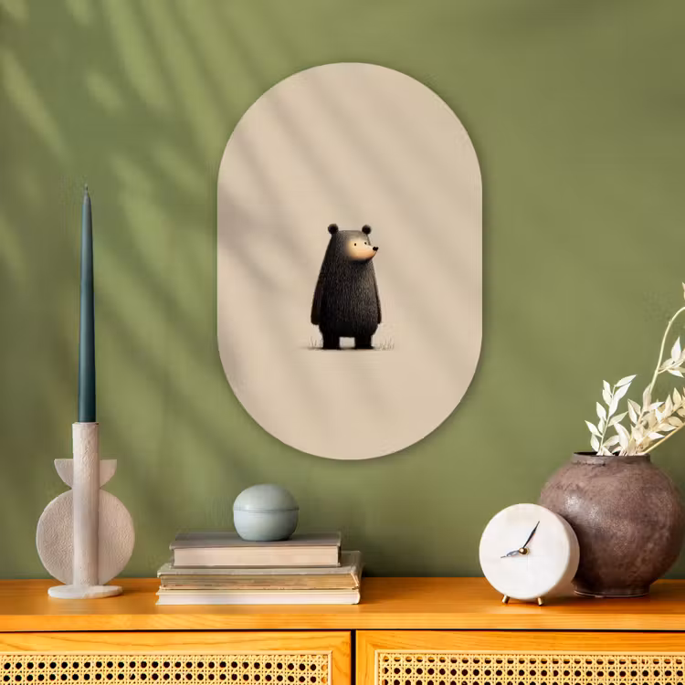 Beer - Donkerbruin - Minimalistisch Wandcirkel Ovaal Forex klein -sfeer2