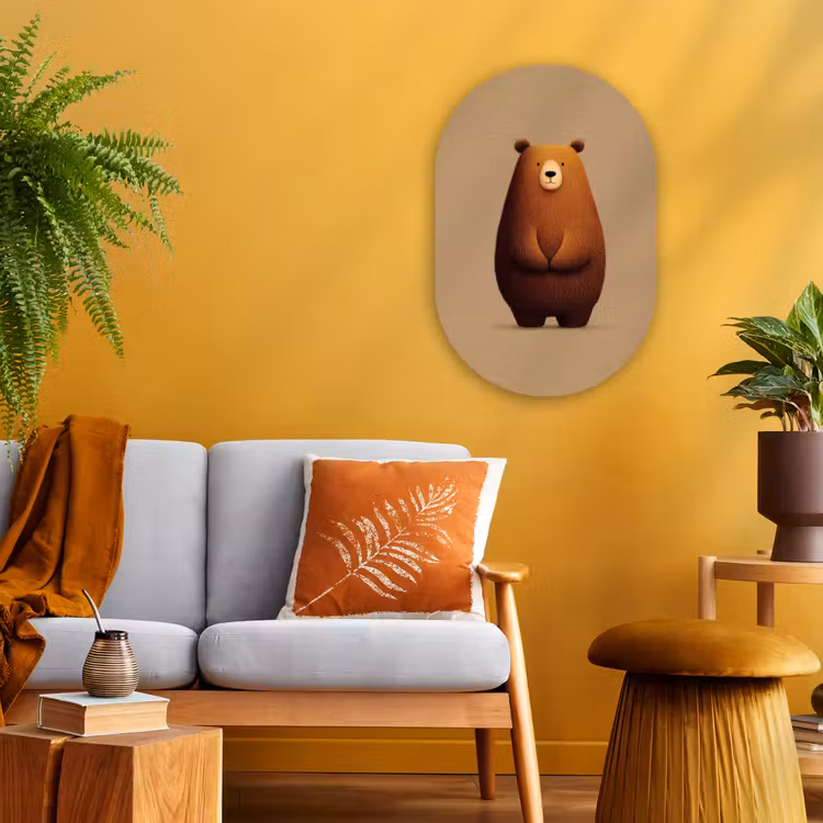 Beer - Minimalistisch - Bruin Wandcirkel Ovaal Forex klein -sfeer4