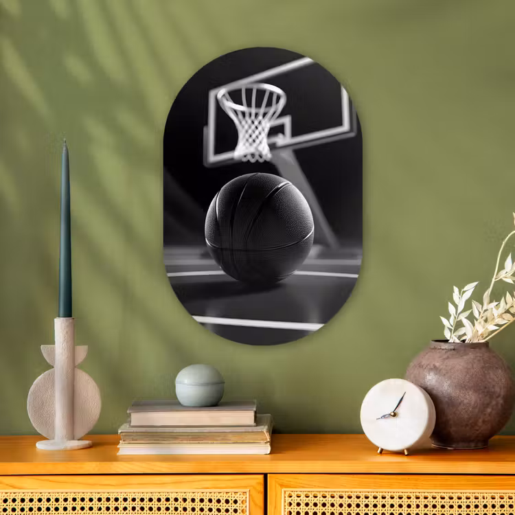 Basketbal - Basketbalveld - Lichtlijnen Wandcirkel Ovaal Forex klein -sfeer2