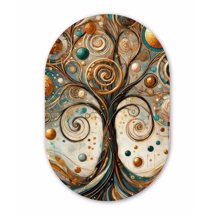 Levensboom - Boom - Abstract - Modern Wandcirkel Ovaal Forex klein -3d